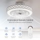 19-inch white ceiling fan with light, remote control, 6 speed settings, ideal for rooms up to 215 sq.ft.