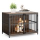 Rustic brown 40-inch dog crate furniture with dual lockable doors, serving as a stylish side table for pets.