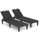 Set of 2 black outdoor PP chaise lounge chairs with 4-position adjustable backrests for poolside relaxation.