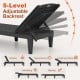 Adjustable backrest of black outdoor PP chaise lounge chair, perfect for sunbathing, reading, or napping by the pool.
