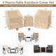 Beige waterproof patio furniture covers for 3-piece bistro set, featuring elastic hem for a secure fit and durable.