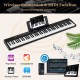 88-key foldable electric piano in black with MIDI function, featuring dual speakers and portable design for music.