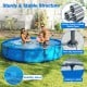 Outdoor family swimming pool with metal frame, 12 ft, featuring sturdy PVC fabric and non-slip foot pads for safety.
