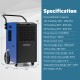 154 Pints commercial dehumidifier in blue with pump, ideal for large spaces up to 7000 sq.ft, featuring high airflow.