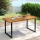 Acacia wood dining table for 6 with a sturdy metal frame, ideal for outdoor dining on patios or terraces.