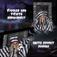 Animated 18-inch hanging skull prisoner decoration with LED eyes, spooky sounds, and menacing movements for Halloween.