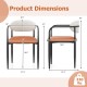 Dimensions of modern dining chair set with padded seat, curved back, and heavy-duty metal frame for sturdy support.