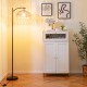 Arc floor lamp with hanging lampshade, 63 inches tall, perfect for living room or bedroom lighting and stability.