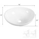 Oval ceramic sink measuring 16" x 13" x 5.5", designed for modern bathroom suites with sleek aesthetics.