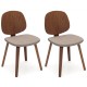 Set of 2 wooden dining chairs with walnut bentwood frames and padded chenille seats for modern dining areas.