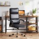 Ergonomic black leather office chair with adjustable height and rocking function, ideal for home or office use.