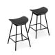 Set of 2 black swivel barstools with faux leather upholstery and footrest, ideal for kitchen islands and home bars.