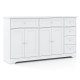 Modern white buffet sideboard with 59" countertop, 6 drawers, and 2 cabinets for organized storage in any room.