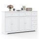 Modern white buffet sideboard with spacious countertop, 6 drawers, and 2 cabinets for organized storage in any room.