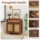 Sideboard storage cabinet with rattan doors and drawer, featuring elegant metal handles and a wood-grain finish for.