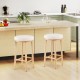 Set of 2 upholstered 27" bar stools with boucle fabric seats and rubber wood frames, ideal for kitchen islands or.
