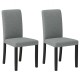 Set of 2 mid-century modern dining chairs in gray with rubber wood legs, featuring thick cushions for comfort.