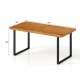 Rectangular acacia wood dining table for 6, featuring a sturdy metal frame and slatted surface, ideal for outdoor.