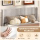 Upholstered wingback headboard in plush velvet with vertical channel design, perfect for queen size bed frames.