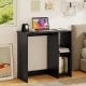 Modern black home office desk with 2 compartments, featuring sturdy design and space-saving style for efficient.