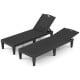 Set of 2 black outdoor PP chaise lounge chairs with 4-position adjustable backrests, ideal for poolside relaxation.
