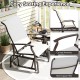 Outdoor glider chair with ergonomic backrest and beige fabric, perfect for relaxing on the patio or porch.