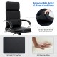 Ergonomic black leather office chair with adjustable height, removable cushions, and soft sponge filling for comfort.