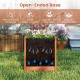 Outdoor wooden raised garden bed with trellis showcasing an open-ended base for optimal drainage and root growth.