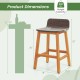 Solid acacia wood bar stool with PE rattan seat, ergonomic backrest, and footrest, ideal for porch or backyard use.