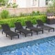 Set of two black outdoor PP chaise lounge chairs with adjustable backrests, perfect for poolside relaxation.