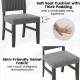 Mid-century modern dining chair with grey velvet upholstery and soft 4.7" cushion, perfect for elegant dining spaces.