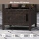 Close-up of the brown PE rattan outdoor side table with a 1.93" umbrella hole, ideal for patio and garden use.