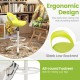 Drafting stool with green upholstery and low backrest, featuring a footrest, ideal for creative studios and standing.
