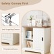 Farmhouse sideboard buffet cabinet in white with sliding doors, featuring anti-toppling device and thickened base for.