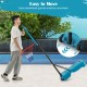 Portable pool basketball hoop with adjustable height, fillable base, and built-in wheels for easy movement.