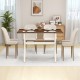 Modern dining table with X-shaped frame, elegant wood grain surface, and sturdy rubber wood for versatile dining use.