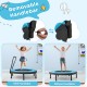40-inch blue trampoline for kids with removable handlebar, designed for indoor and outdoor fitness fun.
