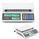 Commercial food scale with dual LCD displays, 66 lb capacity, stainless steel platform, ideal for farmers markets and.