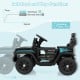 Black 12V kids ride-on truck with soft start functions, parent remote control, and spring suspension for smooth rides.