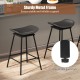 Backless swivel barstool set in black faux leather with sturdy metal frame and adjustable foot pads, ideal for kitchen.