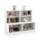 White entryway shoe cabinet featuring 4 storage cubes and 2 compartments for shoes, perfect for tidy organization.