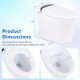 Smart toilet bidet with dimensions 19" x 16" x 25.5", featuring a sleek design and customizable flushing options.