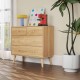 Free-standing 4-drawer dresser in natural wood tone, perfect for modern storage solutions in any room.