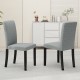 Mid-century modern dining chairs set of 2 in gray with rubber wood legs, ideal for dining rooms and cafes.