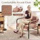 Close-up of the plush brown velvet upholstery and elastic sponge cushion of the accent chair, perfect for cozy seating.