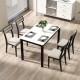 Set of 4 modern dining chairs with tilt backrest, black rubber-wood legs, and padded seats for dining room comfort.