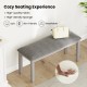 Upholstered gray bedroom bench with padded seat and solid wood legs, perfect for cozy seating in any room.