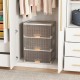 Three stackable storage bins with detachable wheels, featuring a modular design and convenient front and top openings.