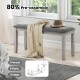 Upholstered gray bedroom bench with padded seat and solid wood legs, 80% pre-assembled for easy setup and stylish.