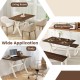 Modern wooden dining table with X-shaped frame, featuring a spacious surface and elegant wood grain, ideal for dining.